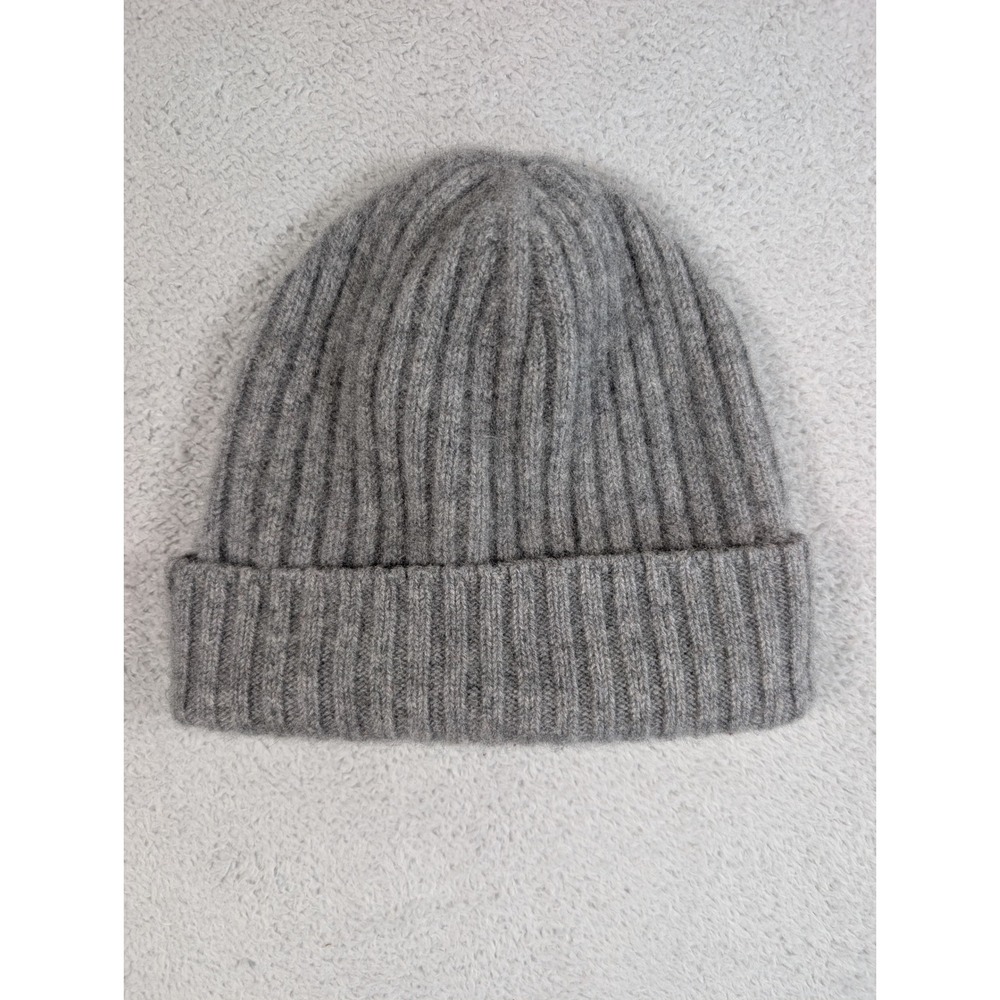 Sacchi Firenze Gray 100% Cashmere Ribbed Beanie Knit Hat Made in Italy Women
